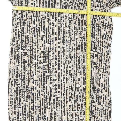 Ellen Tracy Women’s Beige Black Animal Print Wrap Dress M
