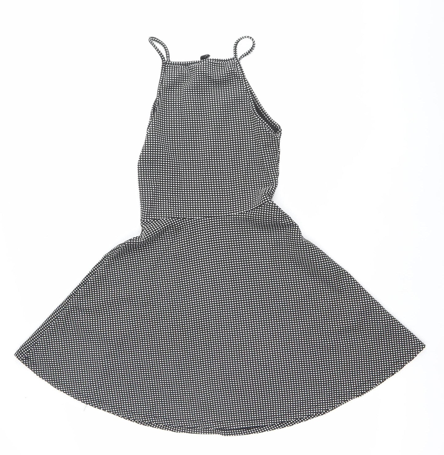 H&M Women Black Polka Dot Fit & Flare Halter Mini Dress Size 6