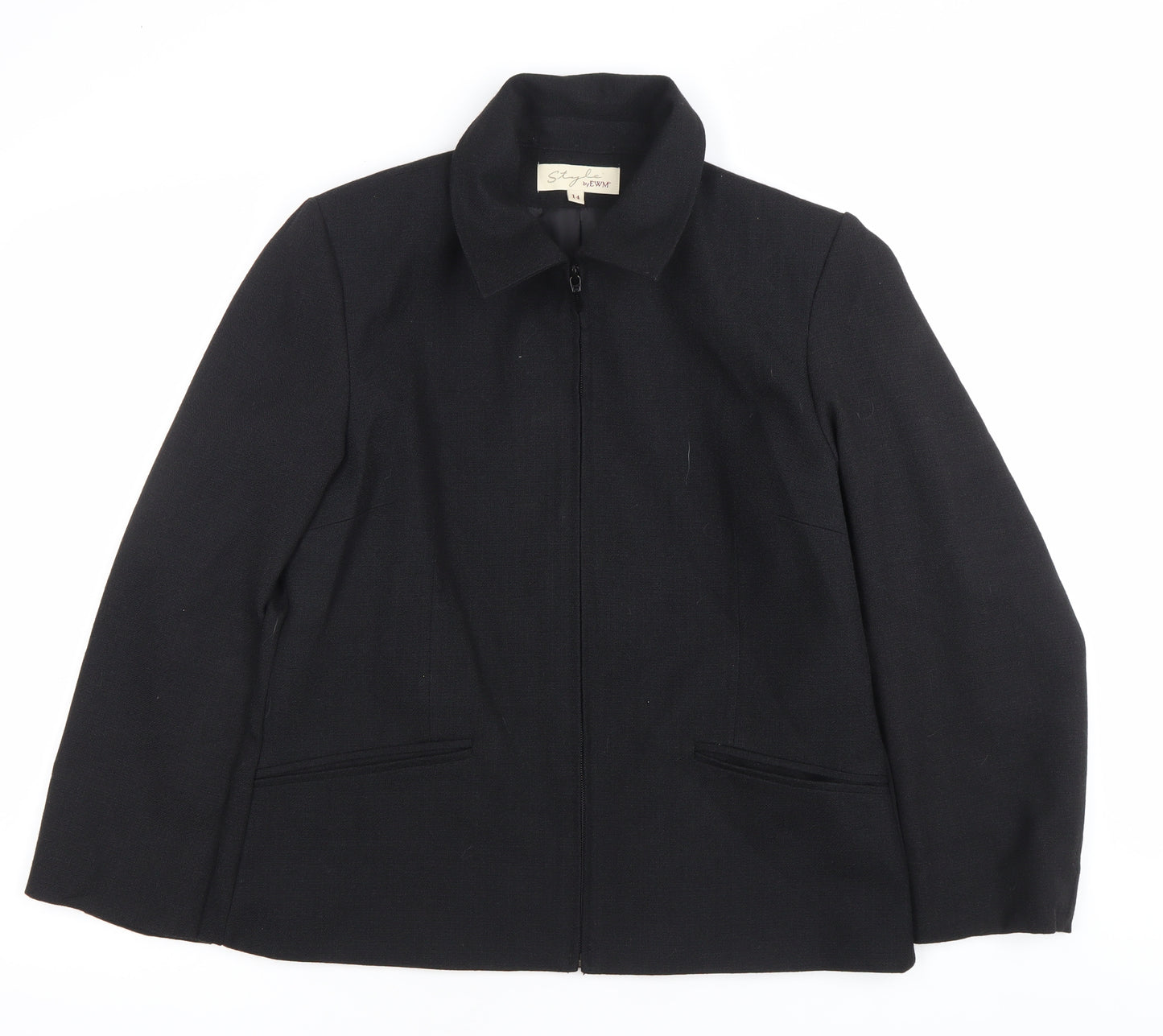 Style by EWM Women’s Black Size 14 Zip Jacket Workwear Classic