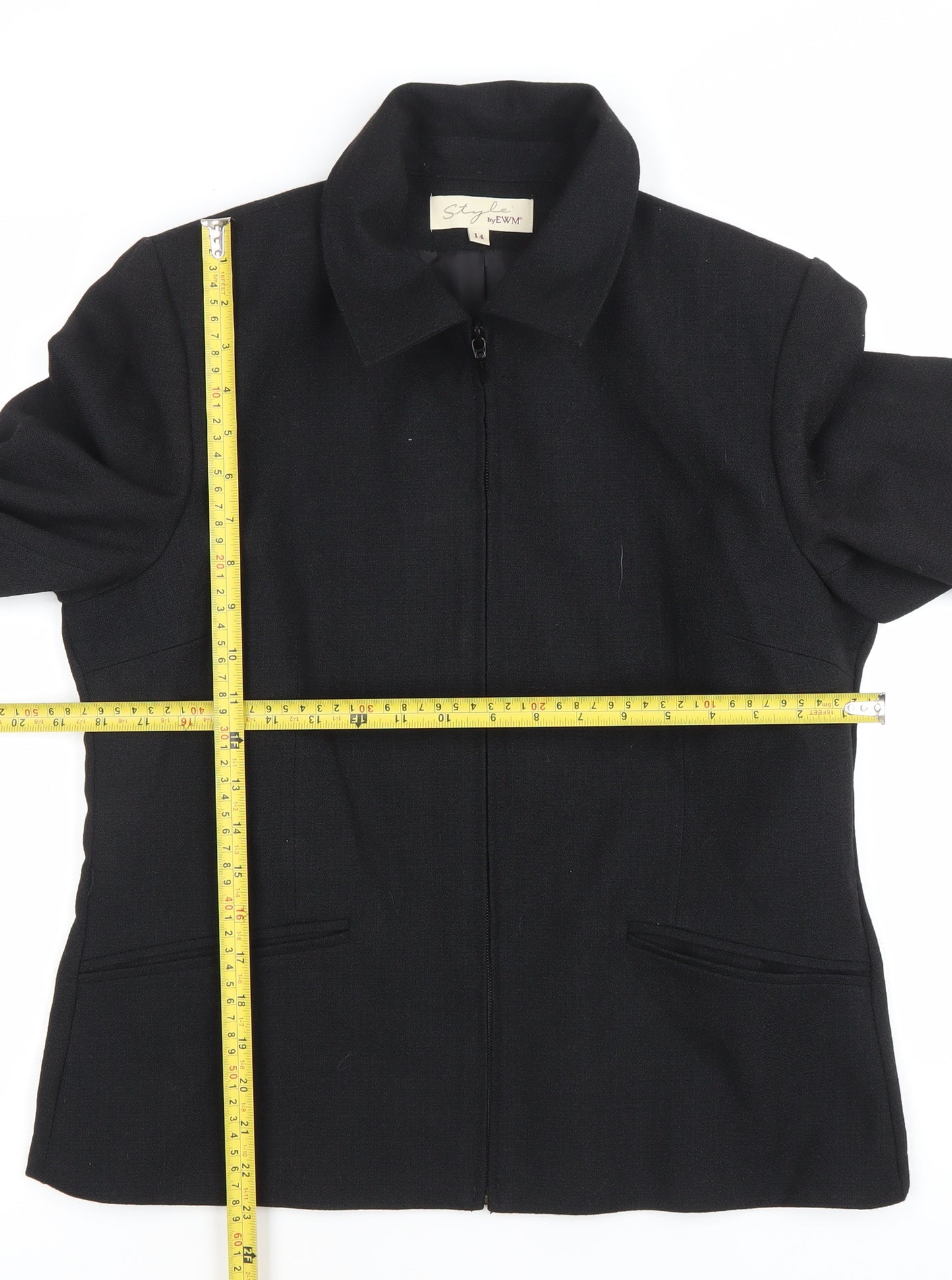 Style by EWM Women’s Black Size 14 Zip Jacket Workwear Classic