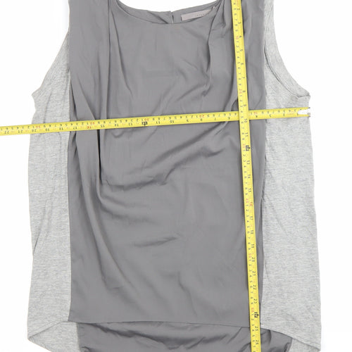 Yaya Women Grey Sleeveless Blouse Size 10 Boat Neck Polyester