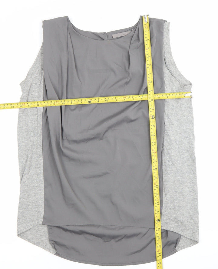 Yaya Women Grey Sleeveless Blouse Size 10 Boat Neck Polyester