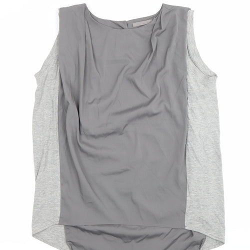 Yaya Women Grey Sleeveless Blouse Size 10 Boat Neck Polyester