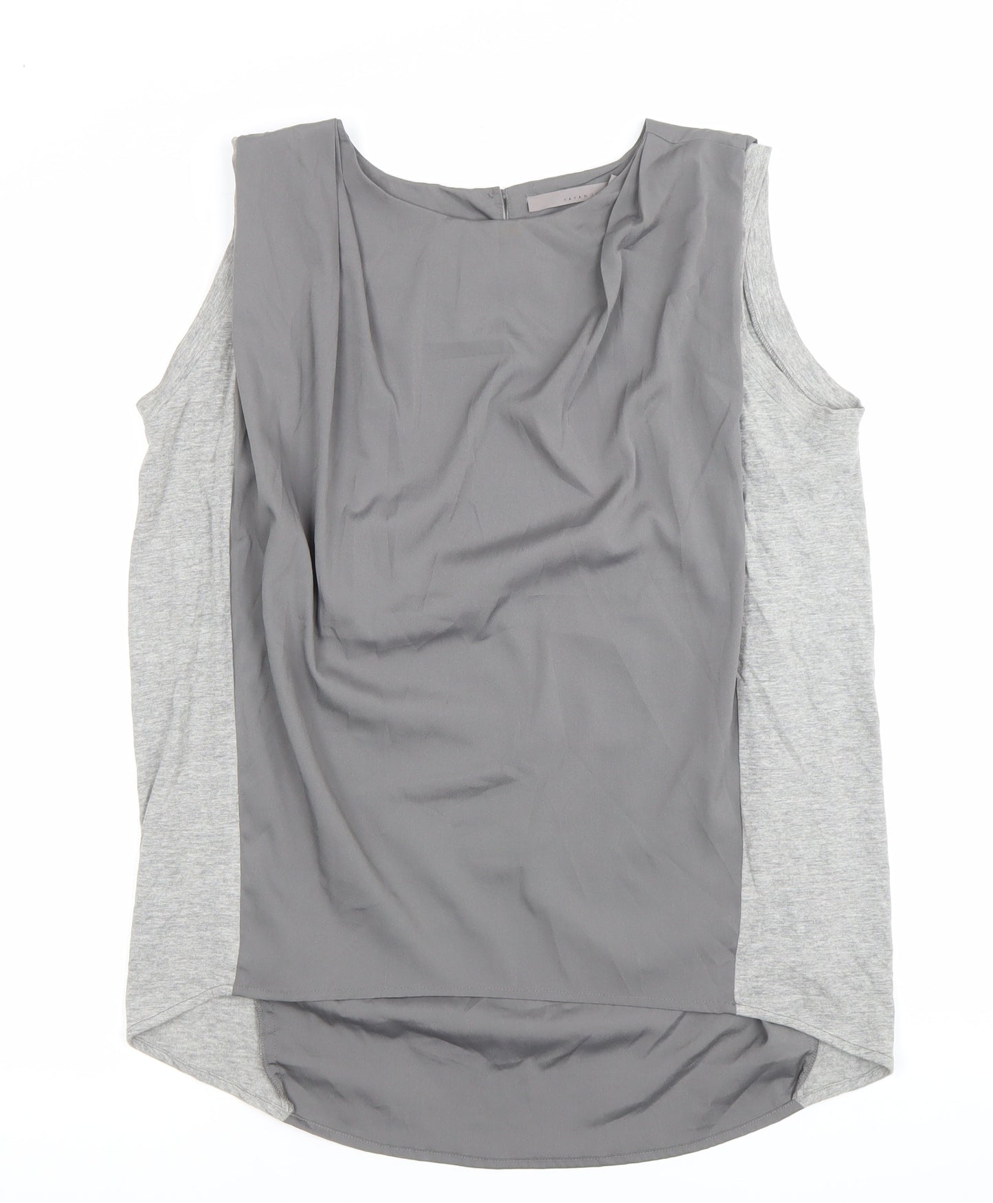 Yaya Women Grey Sleeveless Blouse Size 10 Boat Neck Polyester