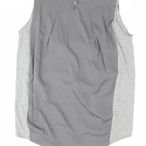 Yaya Women Grey Sleeveless Blouse Size 10 Boat Neck Polyester