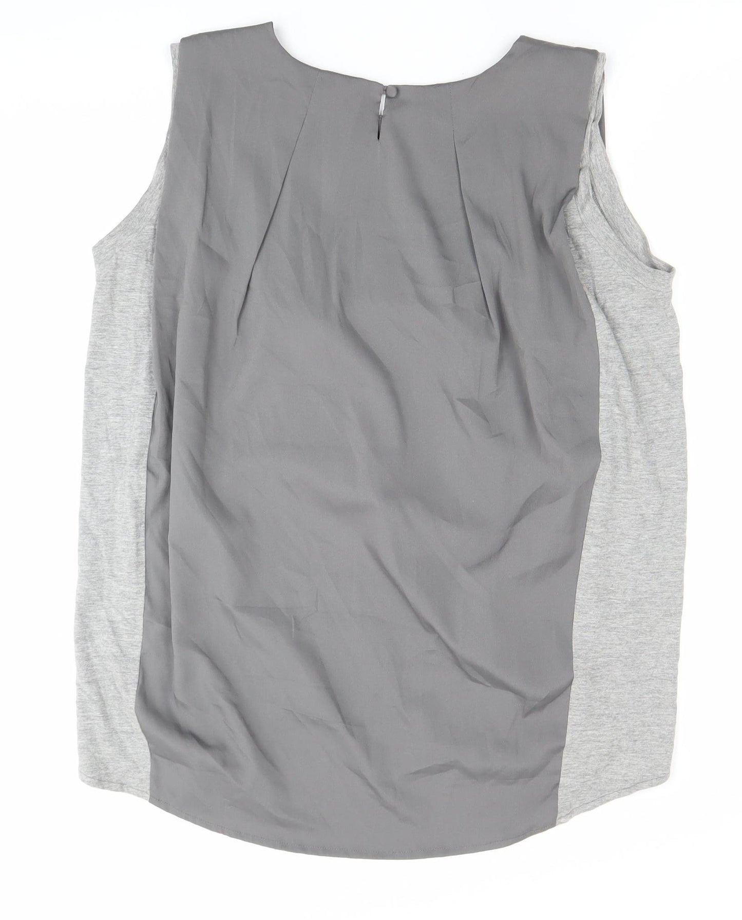Yaya Women Grey Sleeveless Blouse Size 10 Boat Neck Polyester
