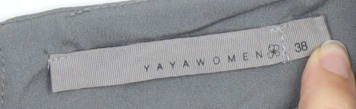 Yaya Women Grey Sleeveless Blouse Size 10 Boat Neck Polyester