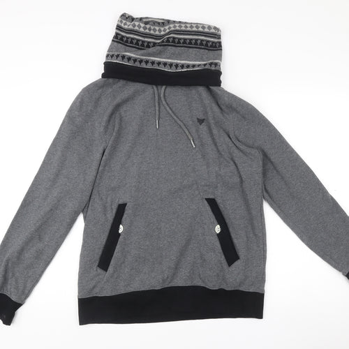 Fabric of Life Mens Grey Pullover Hoodie L High Neck Pockets