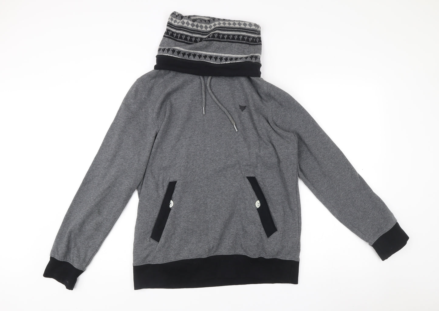 Fabric of Life Mens Grey Pullover Hoodie L High Neck Pockets