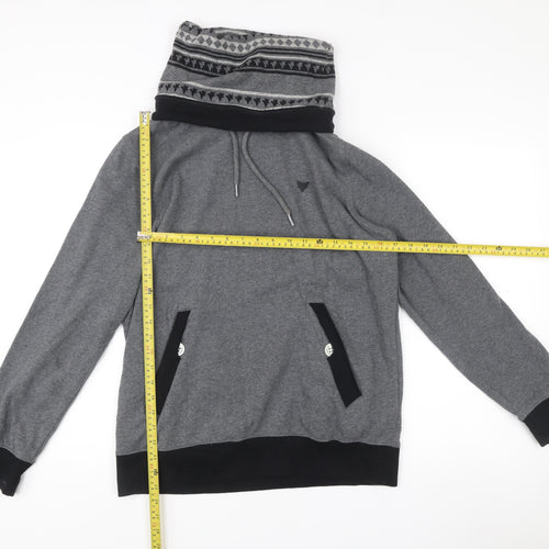 Fabric of Life Mens Grey Pullover Hoodie L High Neck Pockets