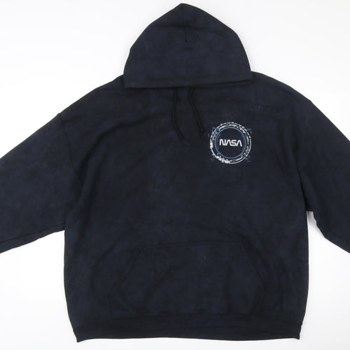 NASA Men's Black Pullover Hoodie Sweatshirt M Logo Space Graphic