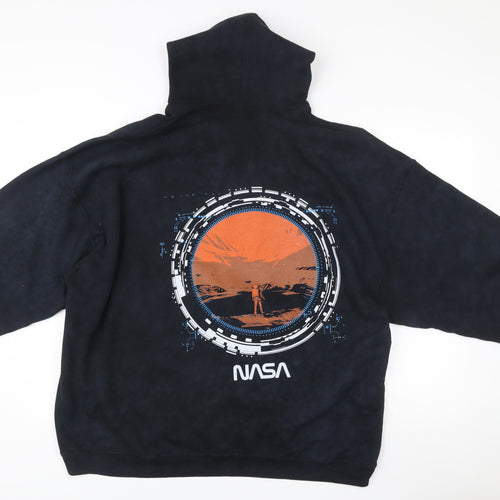 NASA Men's Black Pullover Hoodie Sweatshirt M Logo Space Graphic