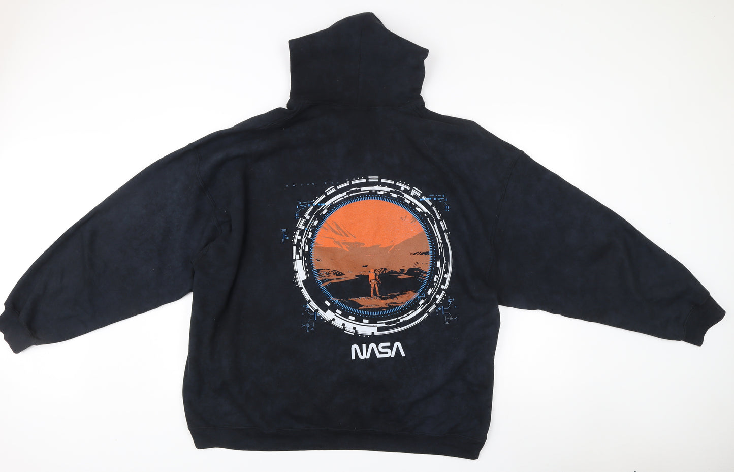 NASA Men's Black Pullover Hoodie Sweatshirt M Logo Space Graphic