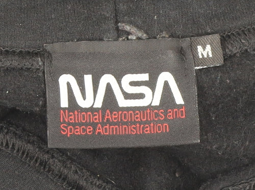 NASA Men's Black Pullover Hoodie Sweatshirt M Logo Space Graphic