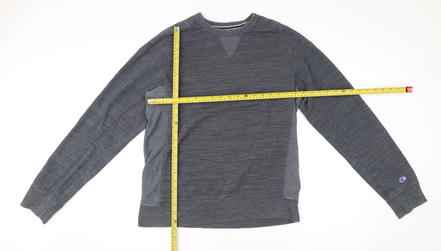 Champion Mens Grey Crew Neck Sweatshirt Size L Logo Pullover