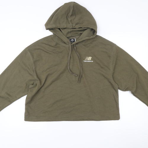 New Balance Womens Khaki Green Pullover Hoodie Size XS Cotton Blend