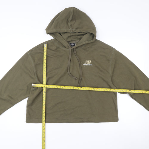 New Balance Womens Khaki Green Pullover Hoodie Size XS Cotton Blend