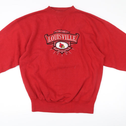 Midwest Embroidery Mens Red Louisville Sweatshirt Size L Vintage