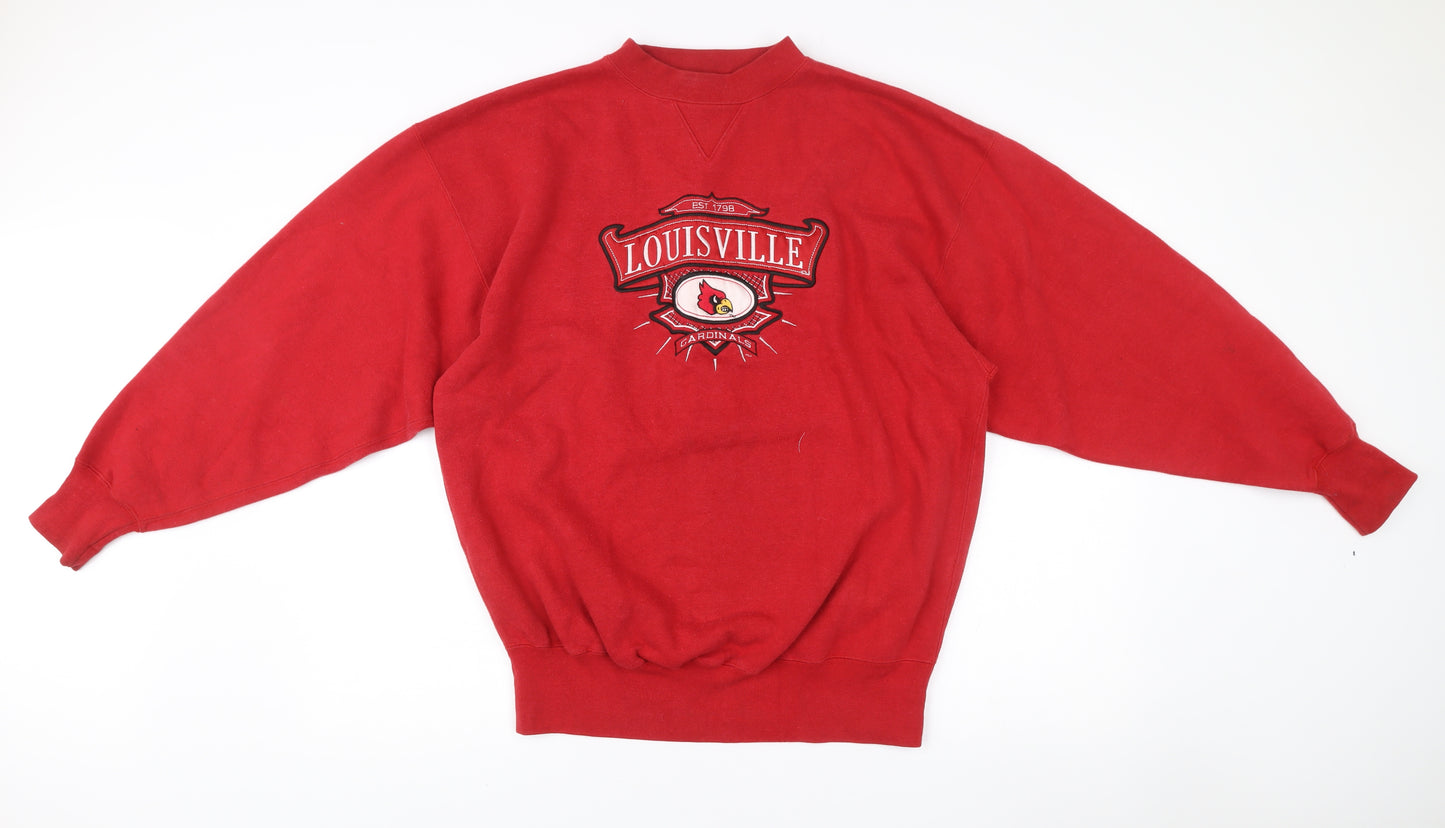 Midwest Embroidery Mens Red Louisville Sweatshirt Size L Vintage