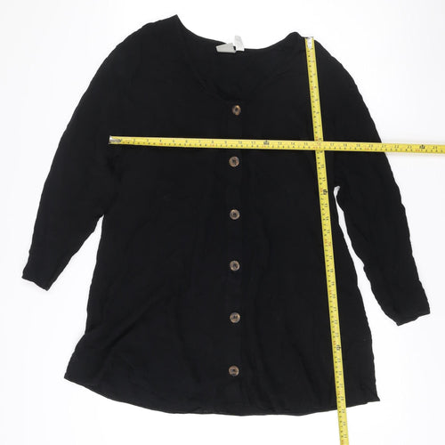 ASOS Women’s Black Viscose Shirt Dress UK 10 Long Sleeve