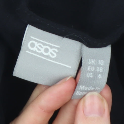 ASOS Women’s Black Viscose Shirt Dress UK 10 Long Sleeve