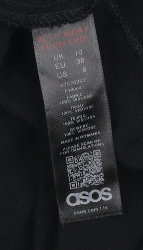 ASOS Women’s Black Viscose Shirt Dress UK 10 Long Sleeve