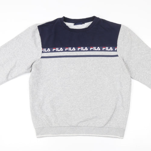 Fila Men’s Grey Sweatshirt M Crew Neck Logo Pullover Sportswear