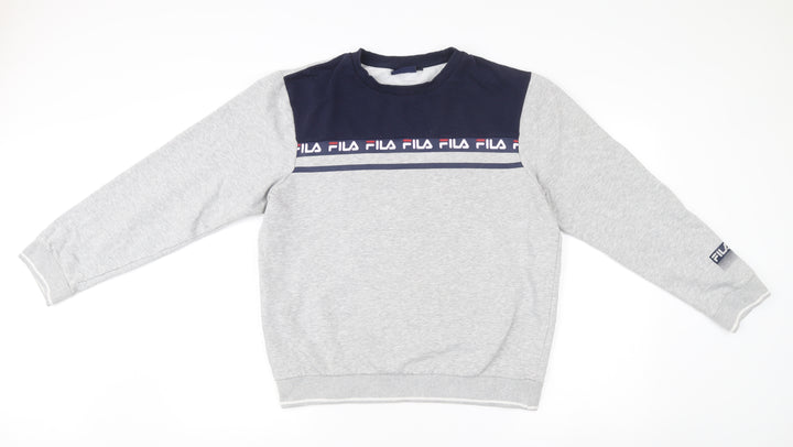 Fila Men’s Grey Sweatshirt M Crew Neck Logo Pullover Sportswear