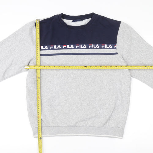 Fila Men’s Grey Sweatshirt M Crew Neck Logo Pullover Sportswear