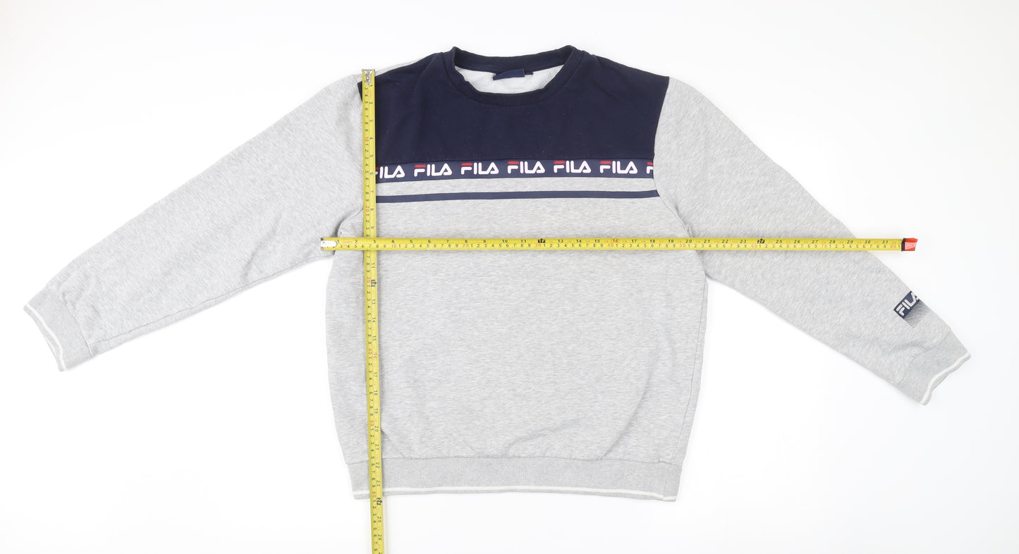 Fila Men’s Grey Sweatshirt M Crew Neck Logo Pullover Sportswear