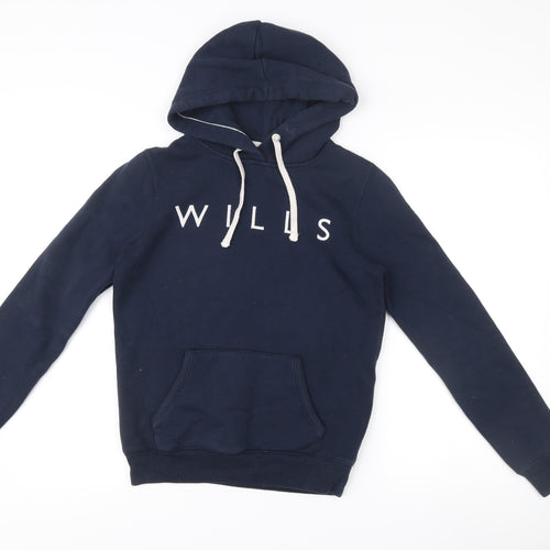 Jack Wills Womens Blue Pullover Hoodie Size 8 Regular Fit Logo