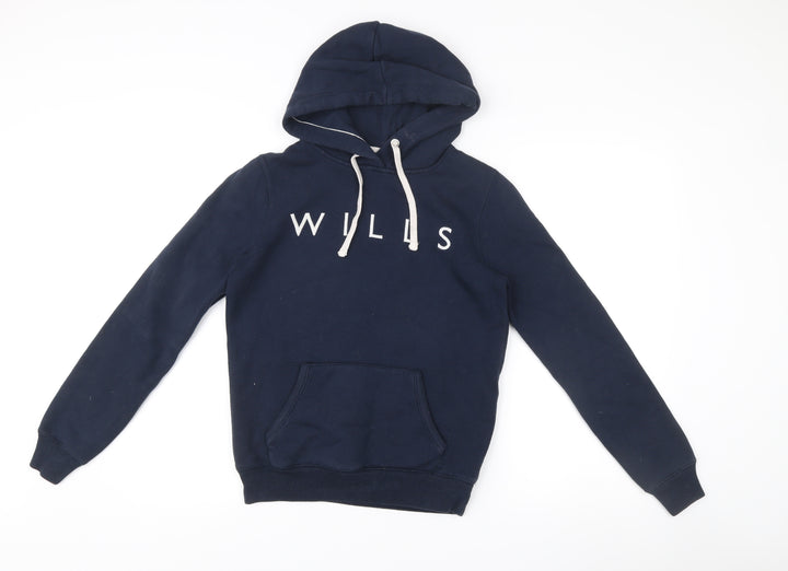 Jack Wills Womens Blue Pullover Hoodie Size 8 Regular Fit Logo