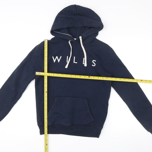 Jack Wills Womens Blue Pullover Hoodie Size 8 Regular Fit Logo
