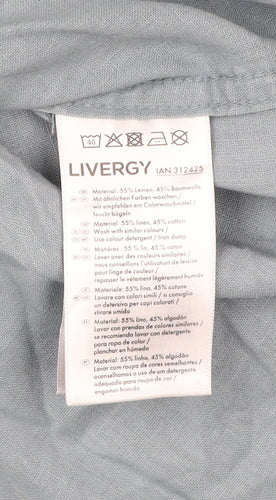 Livergy Men’s Blue Linen Cotton Button-Up Shirt M 40in