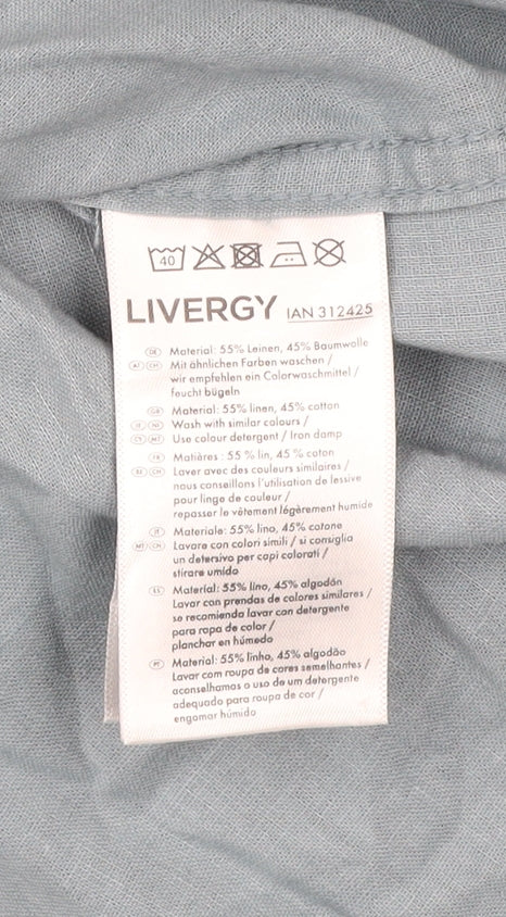Livergy Men’s Blue Linen Cotton Button-Up Shirt M 40in