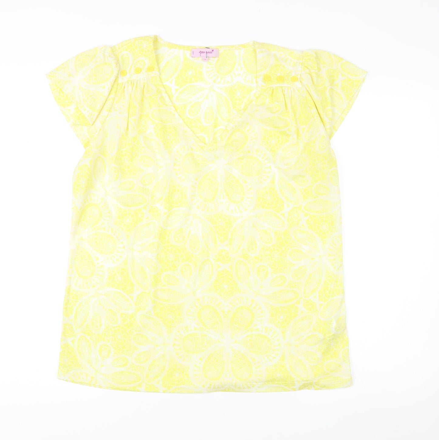 Marks and Spencer Per Una Yellow Floral Tunic Blouse Size 16 Women