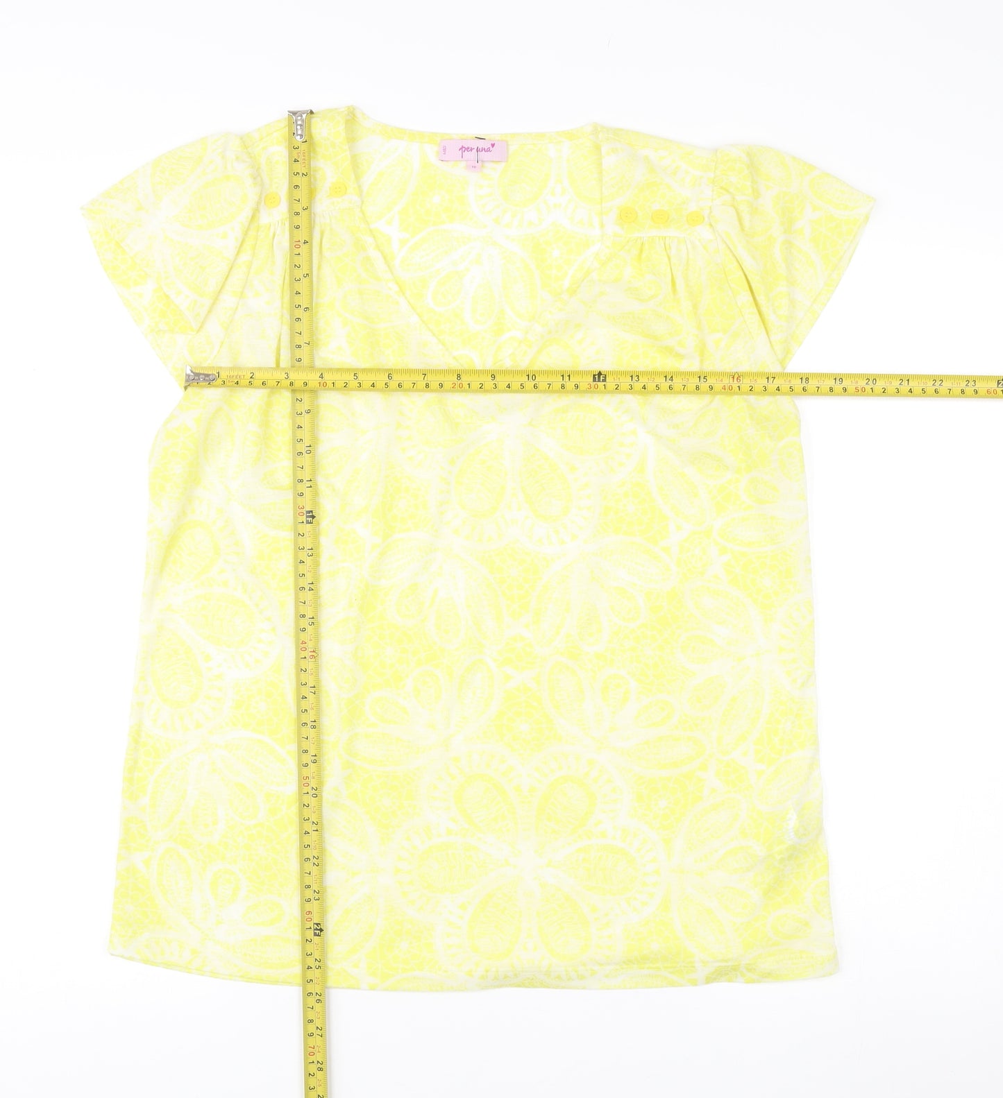 Marks and Spencer Per Una Yellow Floral Tunic Blouse Size 16 Women