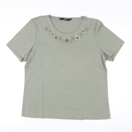 Bm Casual Women’s Green Embroidered Short Sleeve T-Shirt M