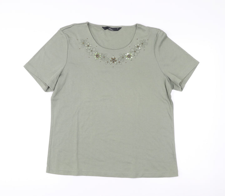Bm Casual Women’s Green Embroidered Short Sleeve T-Shirt M