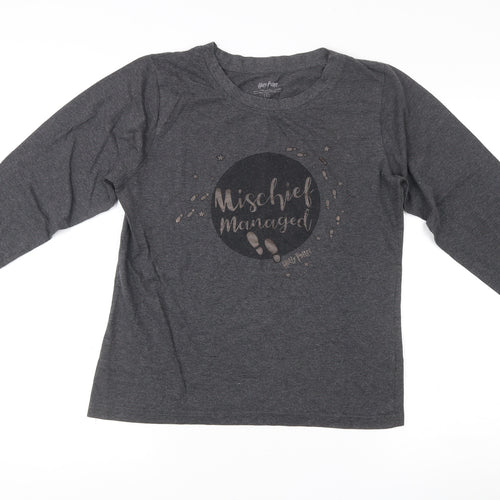 Harry Potter Womens Grey Long Sleeve T-Shirt Size 10 Mischief Managed