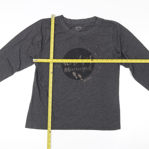 Harry Potter Womens Grey Long Sleeve T-Shirt Size 10 Mischief Managed