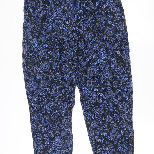 New Look Womens Black Blue Paisley Jogger Trousers Size 10