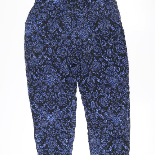 New Look Womens Black Blue Paisley Jogger Trousers Size 10