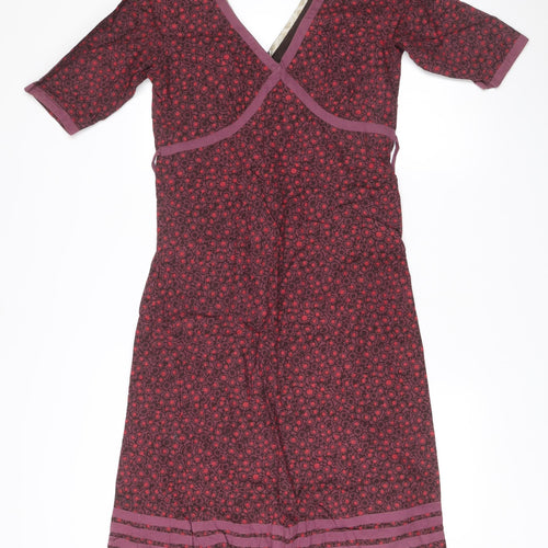Fat Face Womens Purple Floral Cotton Wrap Dress Size 10