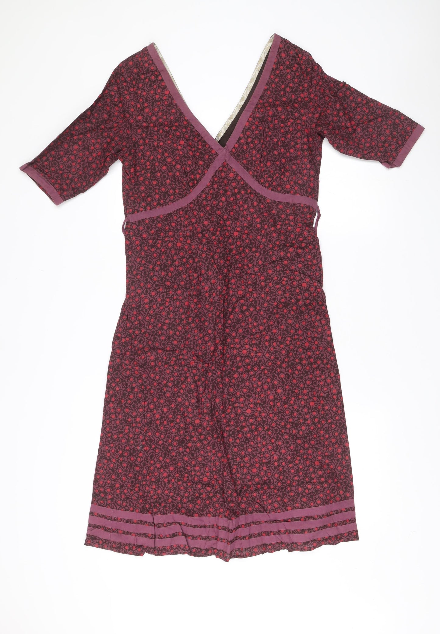 Fat Face Womens Purple Floral Cotton Wrap Dress Size 10