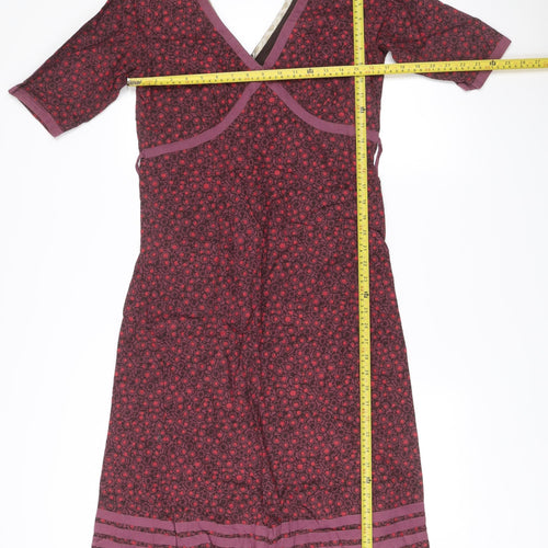 Fat Face Womens Purple Floral Cotton Wrap Dress Size 10