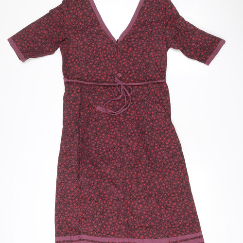 Fat Face Womens Purple Floral Cotton Wrap Dress Size 10