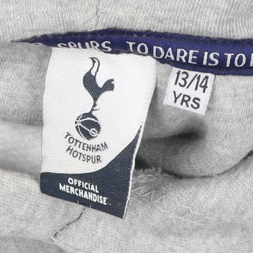 Tottenham Hotspur Boys Grey Pullover Hoodie 13-14 Years Cotton Blend