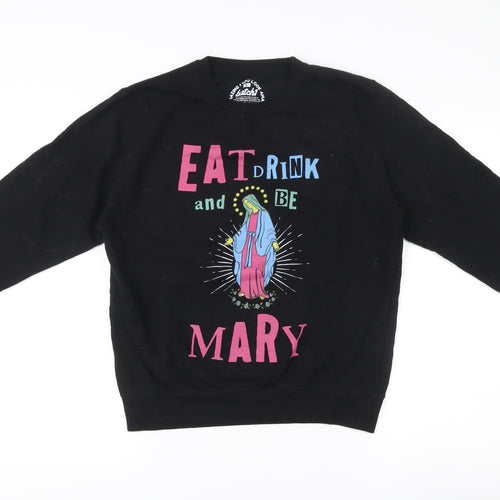 Batch1 Unisex Adults Black Small Pullover Sweatshirt Graphic Print Funny
