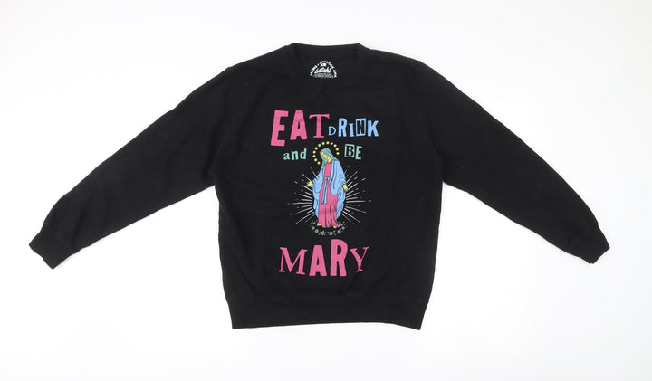 Batch1 Unisex Adults Black Small Pullover Sweatshirt Graphic Print Funny